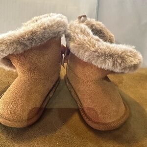BearPaw Tan Baby Boots with Faux Fur